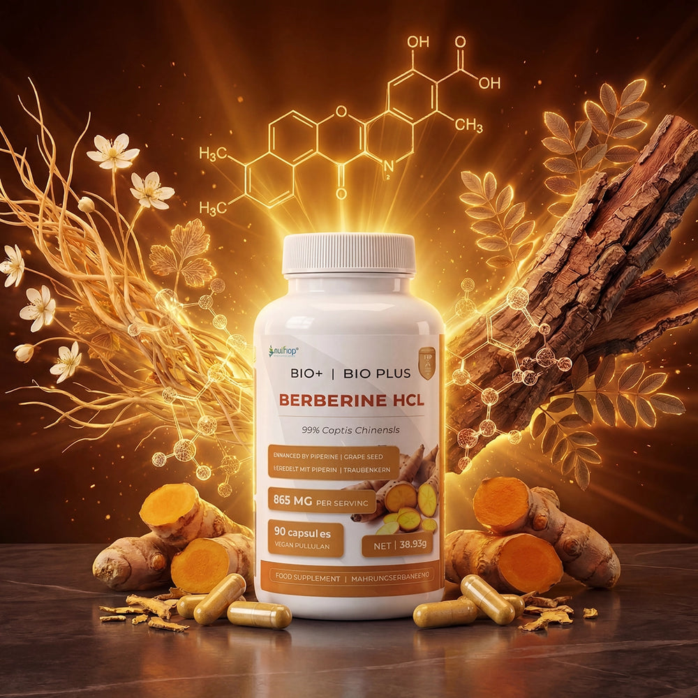 Nutriop Longevity® 生物增强小檗碱盐酸盐,含纯有机胡椒碱和葡萄籽提取物 - 每份 865 毫克 (x45)