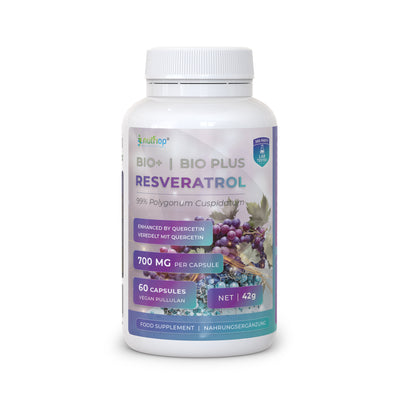 Bio-Enhanced Nutriop Longevity® Resveratrol med Ren Quercetin - 700mg Kapsler (x60)