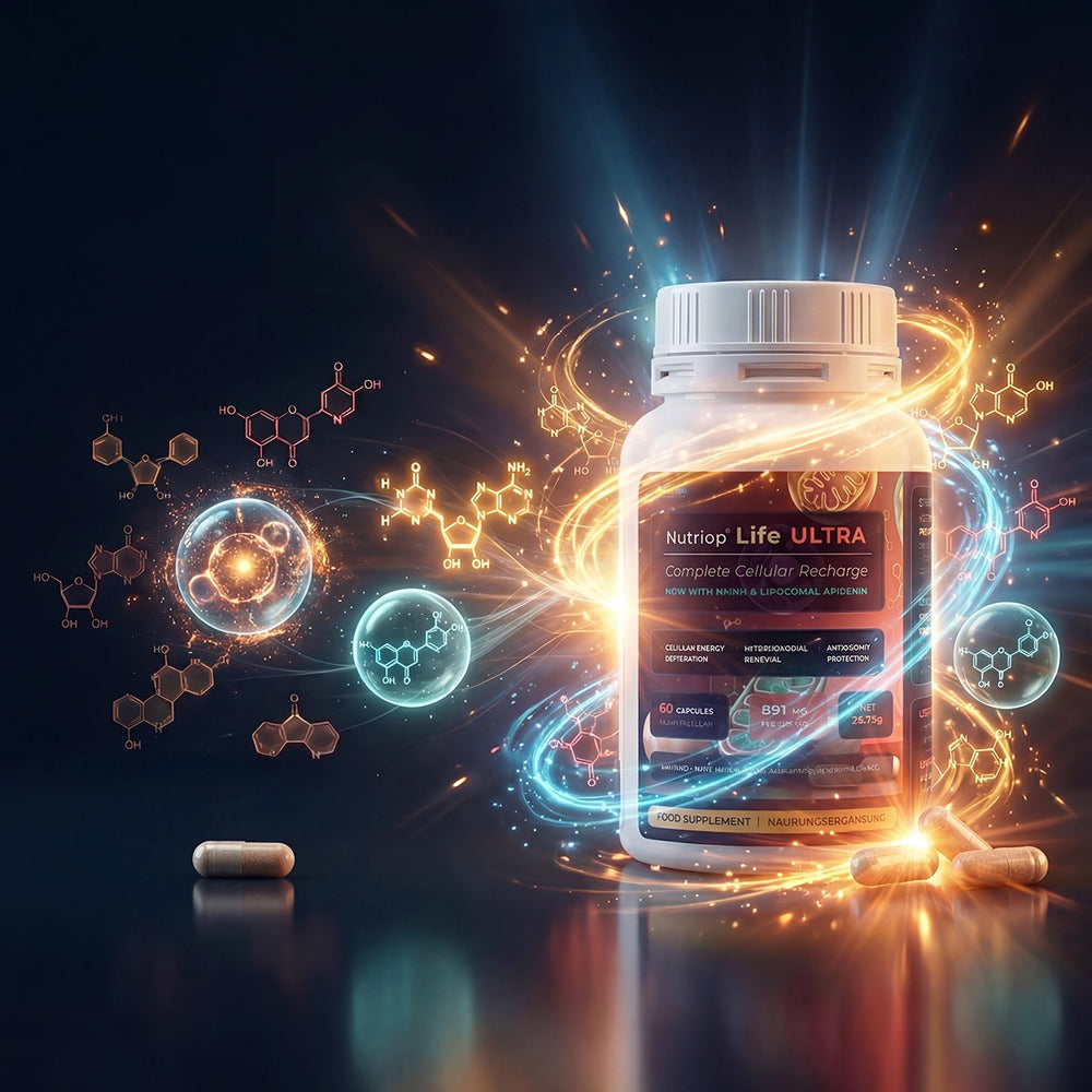 Bio-Enhanced Nutriop Longevity® Life ULTRA med NADH, NAD+, CQ10, ASTAXANTHIN og CA-AKG - 791 mg pr. portion (x30)