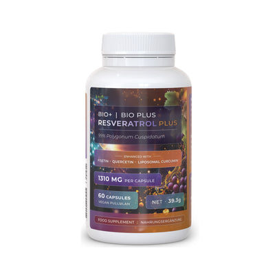 Bio-Enhanced Nutriop Longevity® Resveratrol PLUS med ren quercetin, fisetin, curcumin og piperin - 1310 mg per porsjon (x30)