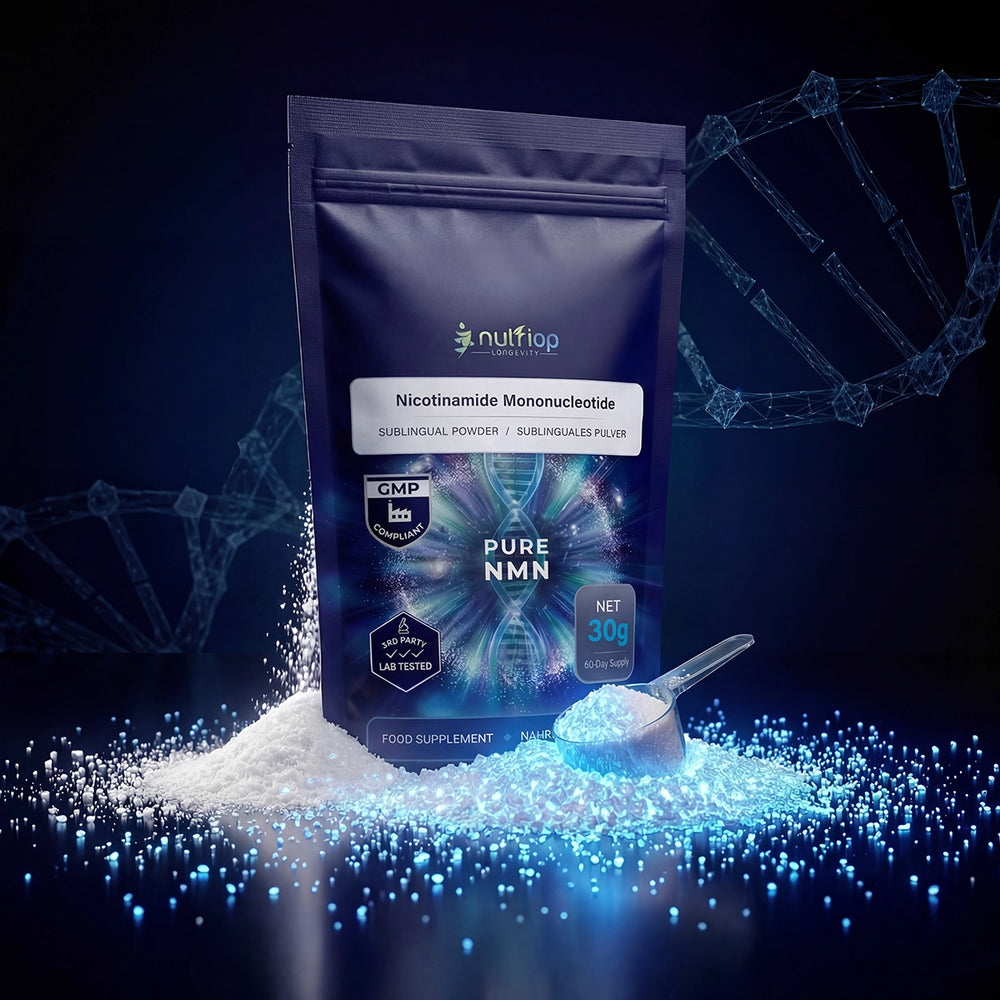 Nutriop® ผง NMN บริสุทธิ์ชนิดละลายใต้ลิ้น - สารตั้งต้น NAD+ โดยตรง (30 กรัม)