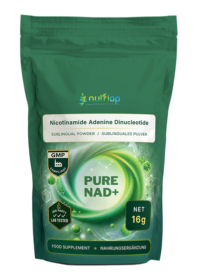 Nutriop Longevity® PURE-NAD+, Nikotinamid-adenin-dinukleotid - Ekstrem styrke sublingualt pulver - 16 gram