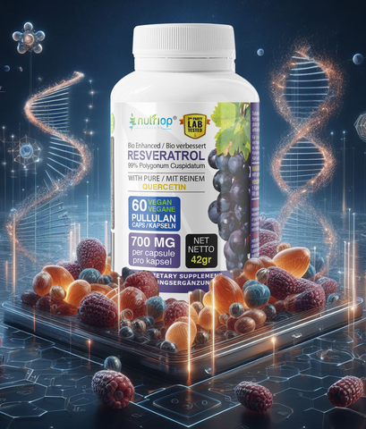 Image of Bio-Enhanced Nutriop Longevity® Resveratrol with Pure Quercetin - 700mg Capsules (x60)