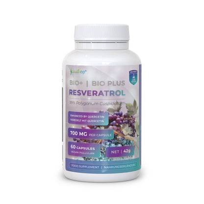 Bio-Enhanced Nutriop Longevity® Resveratrol with Pure Quercetin - 700mg Capsules (x60)