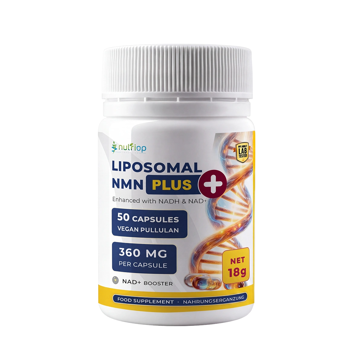 Nutriop® Max Strength Liposomal NMN PLUS+: Zaawansowany kompleks NAD+ o zwiększonej przyswajalności (50 kapsułek)