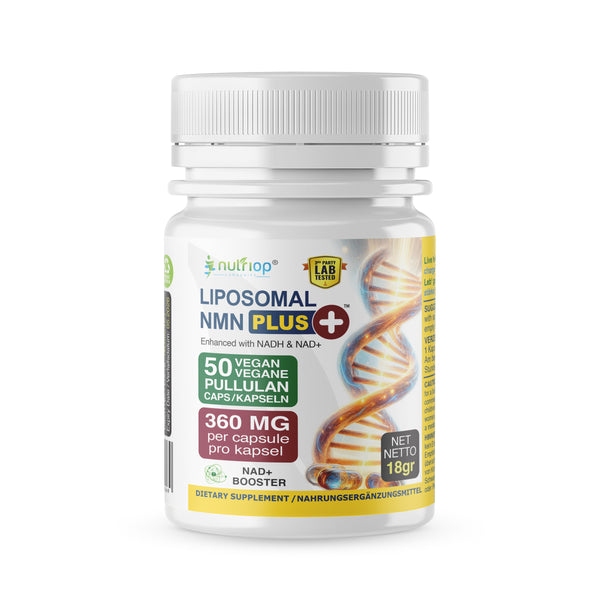 Nutriop Longevity® Max Strength LIPOSOMAL NMN PLUS +, îmbunătățit cu NADH & NAD+ - 360mg capsule de înaltă potență (50 Count) - 18g