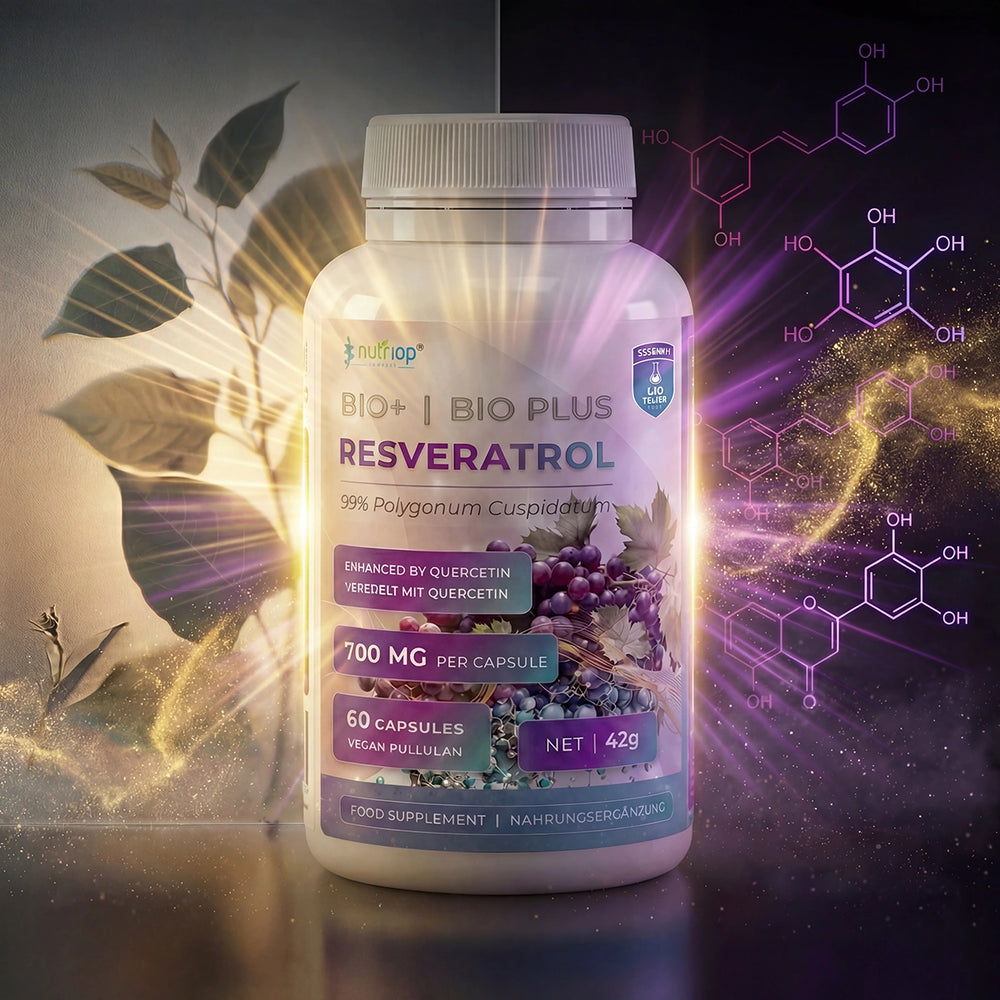 كبسولات Bio-Enhanced Nutriop Longevity® Resveratrol مع Pure Quercetin - 700mg (عدد 60)