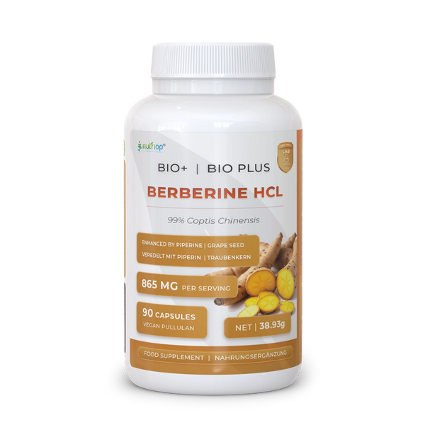 Nutriop® Bio-Enhanced Berberine HCL 865 mg – Metabolsk AMPK-aktivator fra to kilder (90 kapsler)