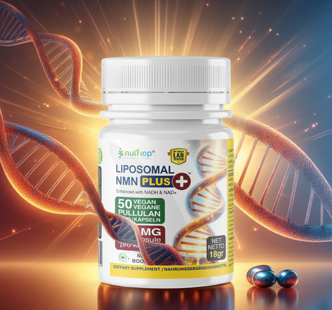 Image of Nutriop Longevity® Max Strength LIPOSOMAL NMN PLUS +, Potenziato con NADH & NAD+ - Capsule ad Alta Potenza da 360mg (50 Pezzi) - 18g