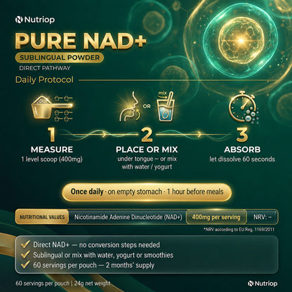 Nutriop® Pure NAD+ Pó Sublingual - Combustível Celular Direto (16 g)