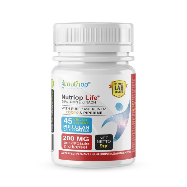 Bio-Enhanced Nutriop Longevity® Vita con NADH, NMN e CQ10 - Extra Forte - 45 capsule