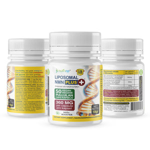 Nutriop Longevity® Max Strength LIPOSOMAL NMN PLUS +, Enriquecido com NADH & NAD+ - Cápsulas de Alta Potência de 360mg (50 Unidades) - 18g