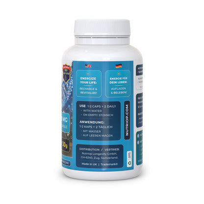 Nutriop Longevity® Pure-NMN Nicotinamide Mononucleotide Extreme Potency 500mg Capsules (x60) - 30 Grams