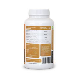 Nutriop Longevity® Bio-Enhanced Berberine HCL med ren organisk piperin och druvkärneextrakt - 865 mg per portion (x45)