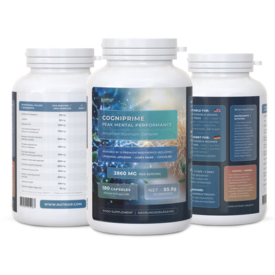 Bio-Enhanced Nutriop Longevity® COGNIPRIME® - 13 Premium Nootropics - 2860mg per serving (x30)