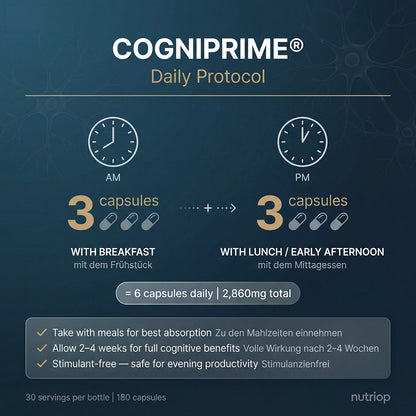 Bio-Enhanced Nutriop Longevity® COGNIPRIME® – 13 Premium-Nootropika – 2860 mg pro Portion (x30)