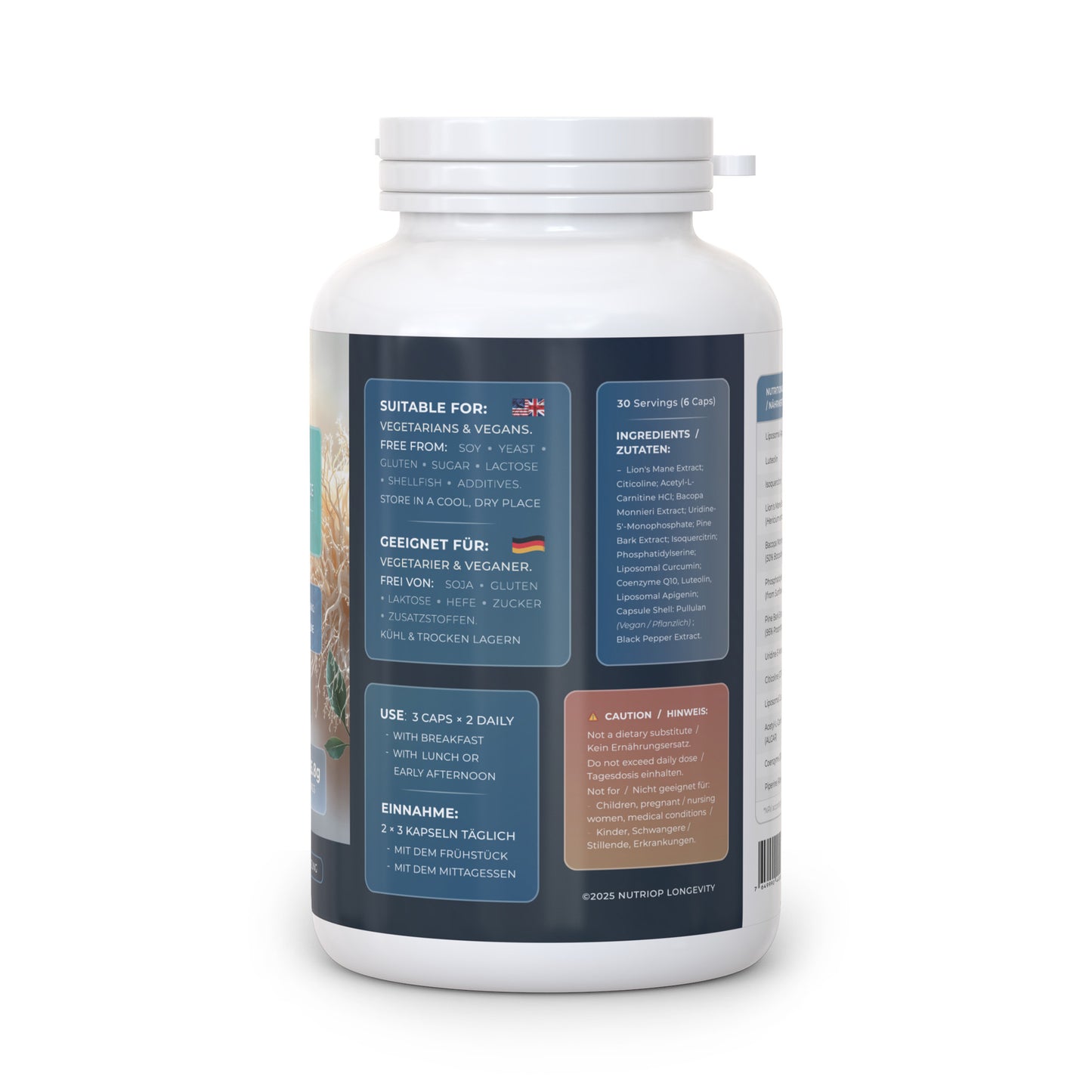 Bio-Enhanced Nutriop Longevity® COGNIPRIME® - 13 Premium Nootropics - 2860mg per serving (x30)