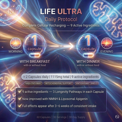 Nutriop® Life ULTRA - Complejo avanzado de longevidad de múltiples vías (1115 mg)