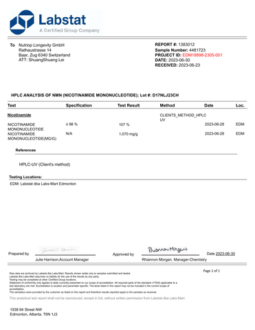 Image of Nutriop Longevity® PURE-NMN Nicotinamida Mononucleótido Potência Extrema pó sublingual - 30 gramas