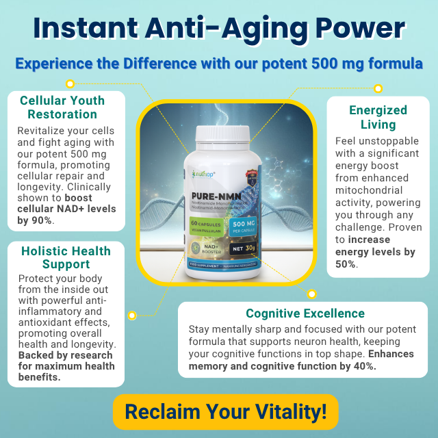 Nutriop Longevity® Pure-NMN Nicotinamide Mononucleotide Extreme Potency 500mg Capsules (x60) - 30 Grams