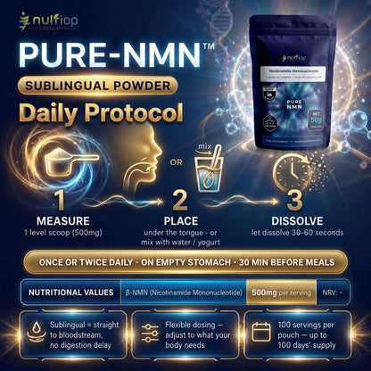 Nutriop® Pure NMN sublinguelt pulver – direkte NAD+-forstadie (30 g)