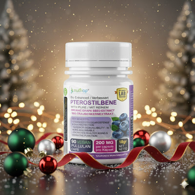 Nutriop Longevity® Pterostilbene Extreme med 100 % rent ekologiskt druvkärneextrakt - 100 mg kapslar (x90)