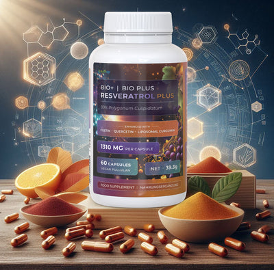 Bio-Enhanced Nutriop Longevity® Resveratrol PLUS with Pure Quercetin, Fisetin, Curcumin and Piperine - 1310mg per serving (x30)
