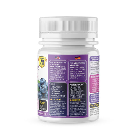 Image of Nutriop Longevity® Pterostilbene Extrême avec Extrait de Pépins de Raisin 100% Pur et Biologique - Capsules de 100mg (x90)