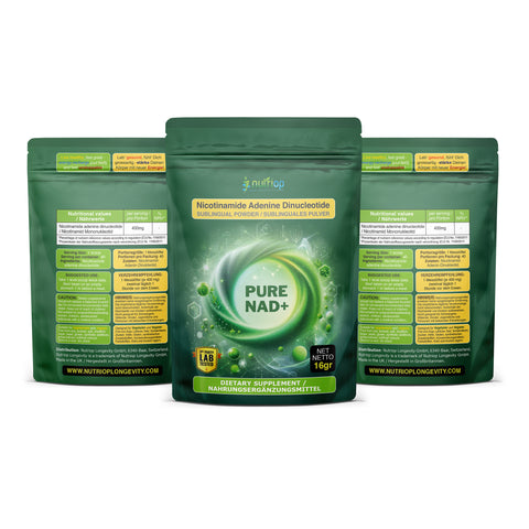 Image of Nutriop Longevity® PURE-NAD+, Nicotinamide Adénine Dinucléotide - Poudre sublinguale à puissance extrême - 16 grammes