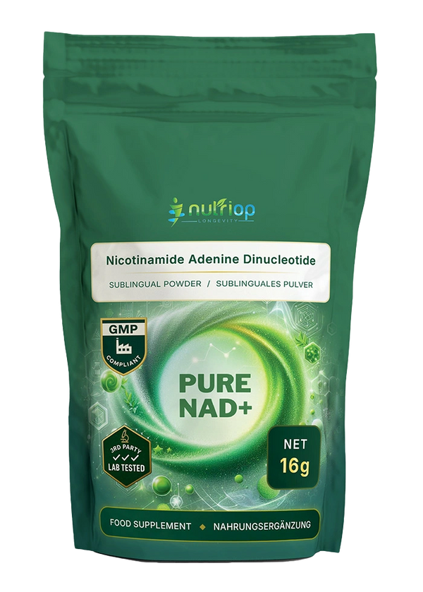 Nutriop® Pure NAD+ sublingualt pulver – direkte cellulært drivstoff (16 g)