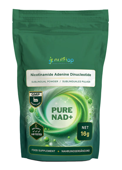 Nutriop Longevity® PURE-NAD+, Nicotinamide Adenine Dinucleotide - Extreme Potency sublingual powder -16 grams