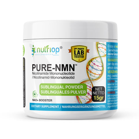 Image of Nutriop Longevity® PURE-NMN Nikotinamid Mononukleotid Extreme Potency sublingualt pulver -15 gram