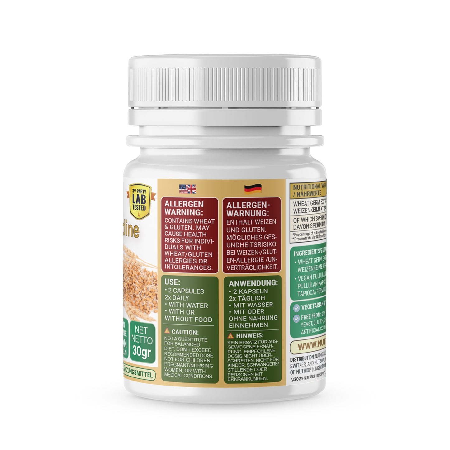 Nutriop® Pure Spermidine - Max Potency -10mg - 30 servings