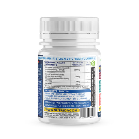 Image of Formule NAD+ ultra-pure Nutriop Longevity® Vitality-X™ | 380 mg x 45 capsules Longevity | 17,10 g