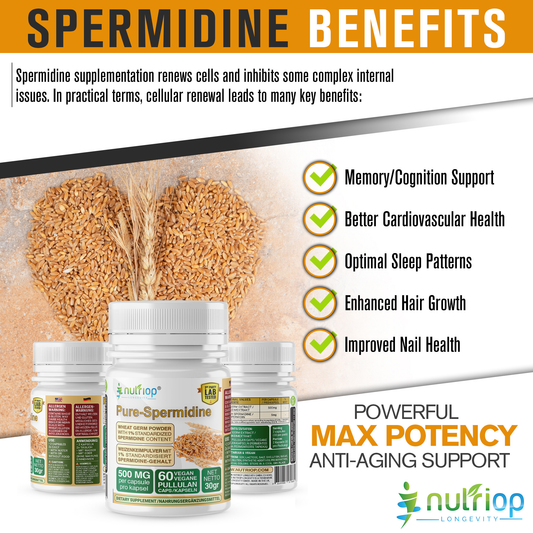 Nutriop® Pure Spermidine - Max styrka -10mg - 30 portioner