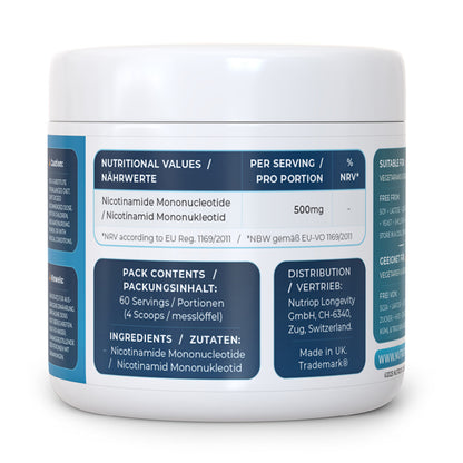 Nutriop Longevity® PURE-NMN Nicotinamide Mononucleotide Extreme Potency sublingual powder -30 grams