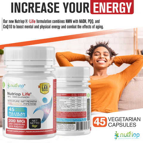 Image of Bio-Enhanced Nutriop Longevity® Vie avec NADH, NMN et CQ10 - Extra Fort - 45 capsules