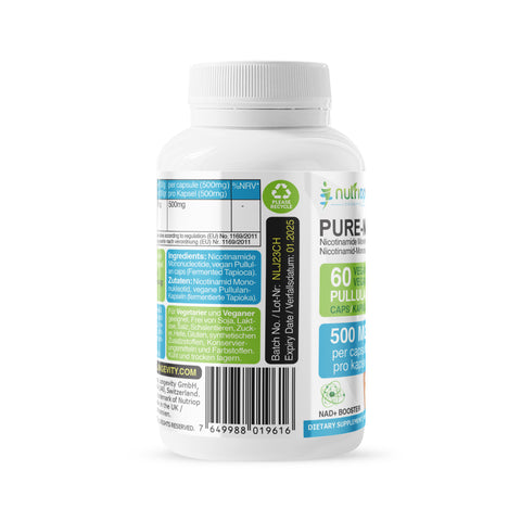 Image of Nutriop Longevity® Pure-NMN Nicotinamida Mononucleótido Potência Extrema 500mg Cápsulas (x60) - 30 Gramas