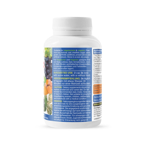 Image of Bio-Enhanced Nutriop Longevity® Resveratrol PLUS avec Pure Quercétine, Fisetine, Curcumine et Pipérine - 1310mg par portion (x30)